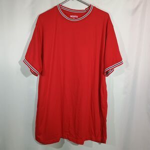 Men's Red Crewneck T Shirt Contrast Casual Tee Short Sleeve Basic Streetwear